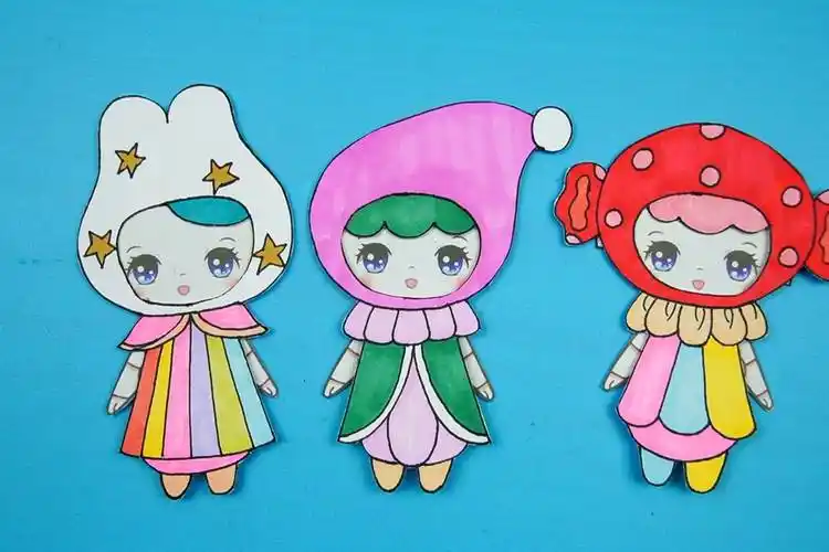 毕奇纸娃娃创意手工卡通女孩花儿装扮