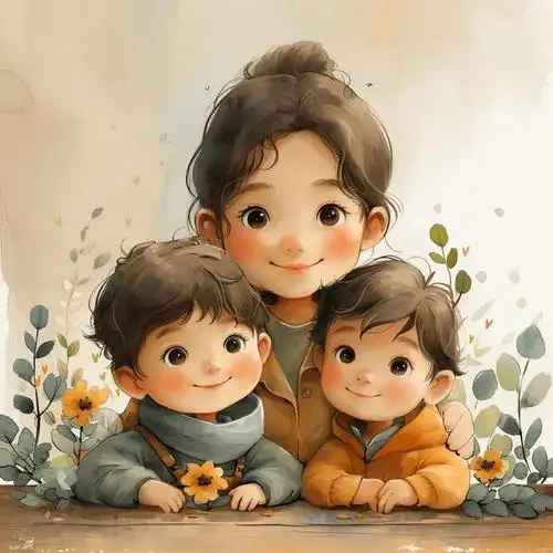 母子头像|妈妈和两个儿子