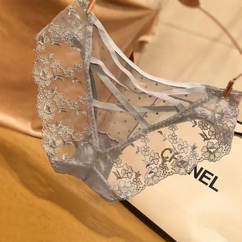 suntek性感蕾丝女士内裤诱惑透明透视刺绣花朵包臀内裤女轻薄网纱