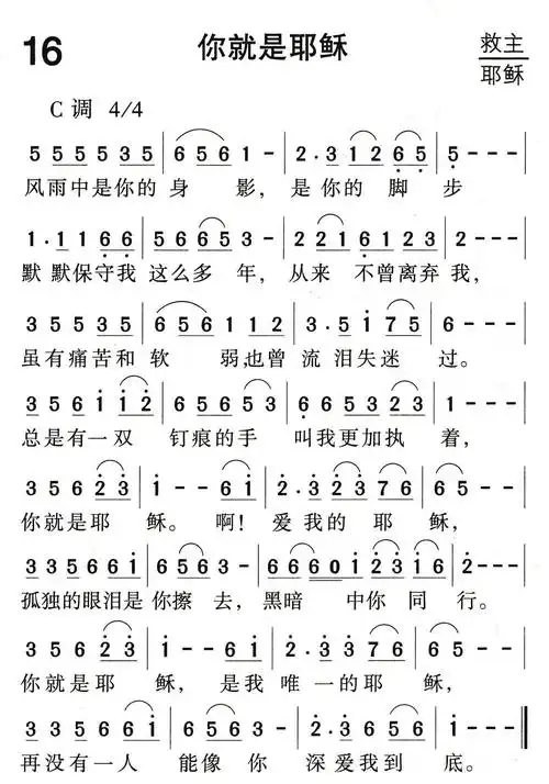 你就是耶稣) / 南窗听雨编辑相关歌谱:[简谱]第777首 -你就是耶