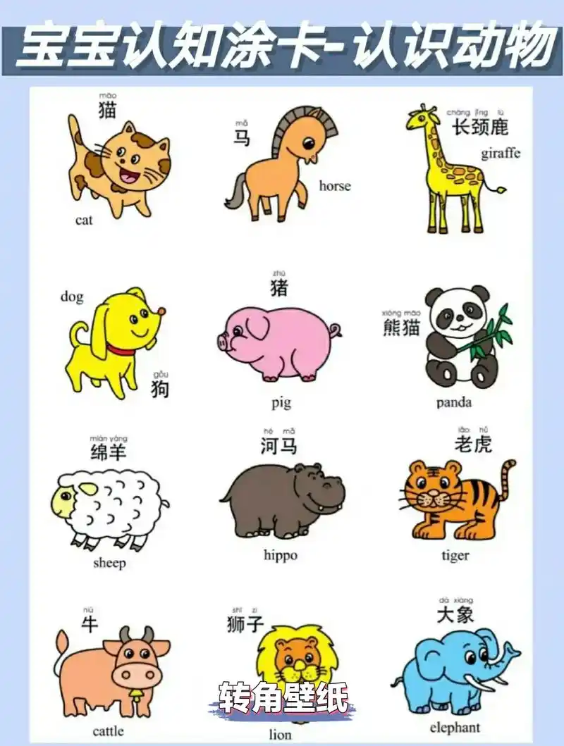 早教图片.和宝宝一起认识动物和色彩,启蒙必备,评论区更多高清 - 抖音