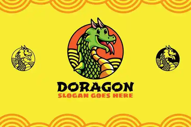 可爱龙卡通形象logo设计模板 doragon mascot logo