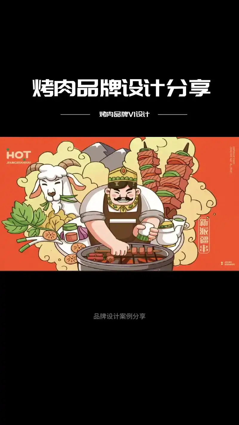 ip设计形象生动,一个新疆大叔手里烤着烤串,非常和蔼,背后是 - 抖音