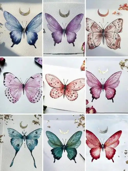 插画灵感集124再分享一组水彩蝴蝶治愈