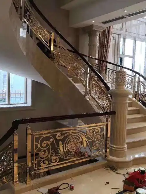 豪宅别墅铜楼梯扶手护栏欧式栏杆案例分享