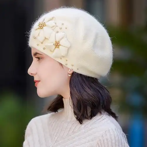 针织女帽冬 中年_帽子女冬季加厚保暖女帽女士秋冬针织兔毛毛线帽中年