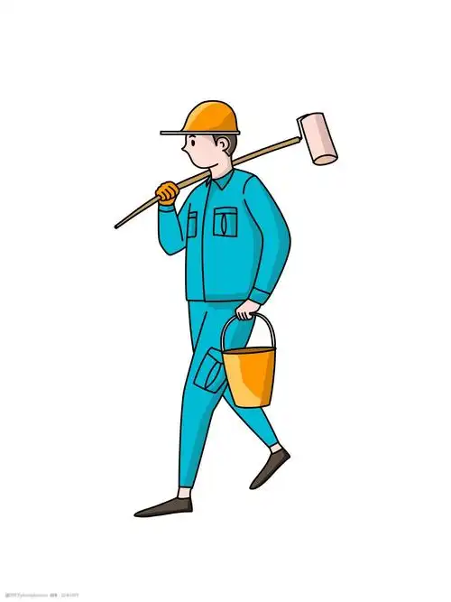 正在粉刷油漆的工人插画png图片