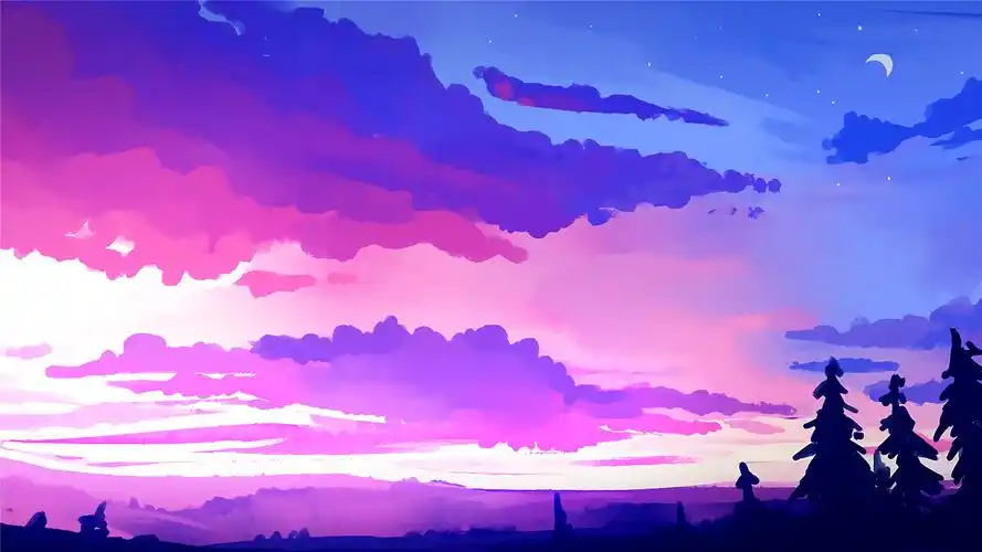 唯美天空创意插画高清桌面壁纸