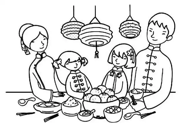 春节相关的场景简笔画