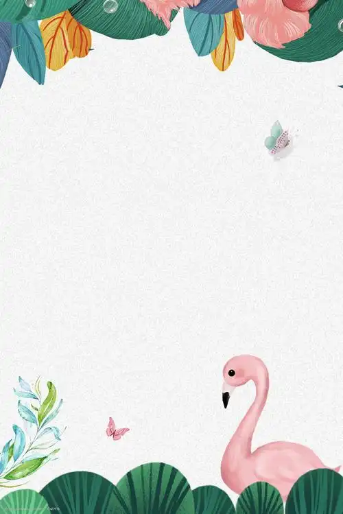 网红ins清新绿植蝴蝶火烈鸟海报