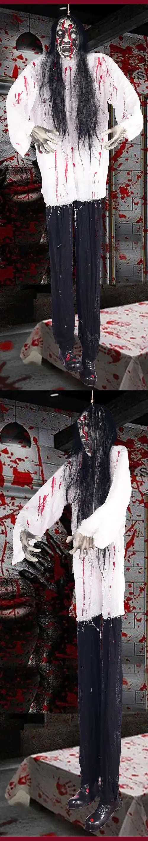 新款万圣节鬼装饰鬼屋悬挂鬼怪整蛊恐怖密室逃亡挂件烂脸白色挂鬼