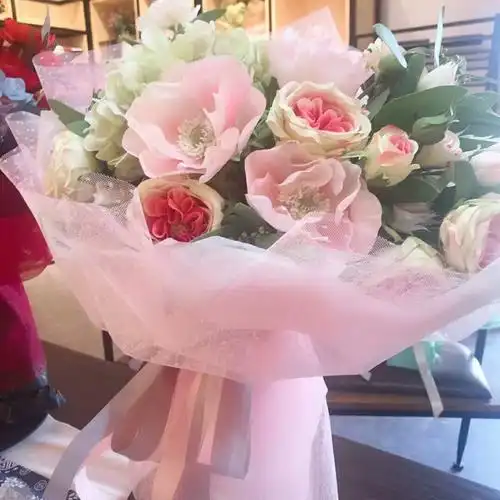 材料纱网高档花艺网纱鲜花花束包装韩式网纱点点纱网鲜花包装10码