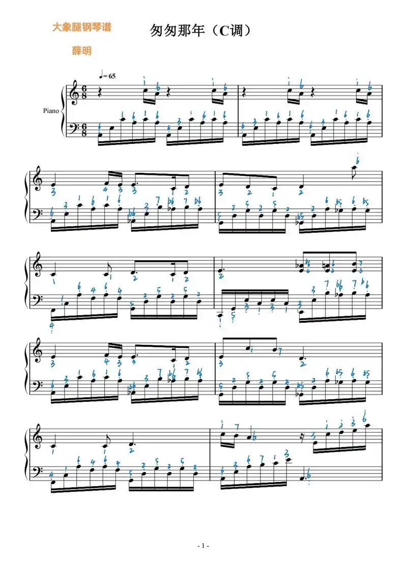 匆匆那年c调#五线谱标#简谱此谱标音出自大象腿钢琴谱 - 抖音
