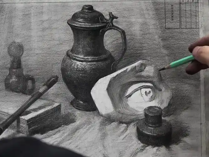 美术生进!素描静物完整范画!