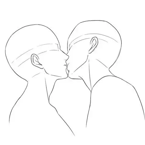绘画参考#不同角度的接吻动态.