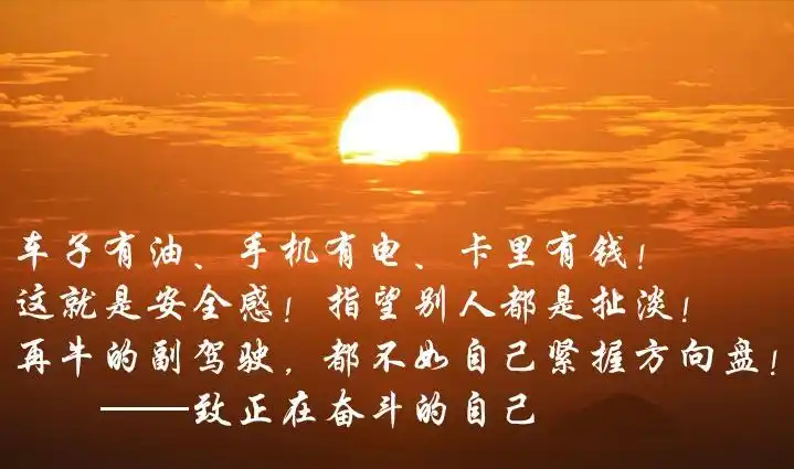 钱靠自己挣,路靠自己走,苦靠自己尝,事靠自己扛!