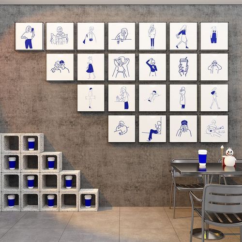 克莱因蓝墙面创意网红打卡拍照区背景布置咖啡奶茶店墙壁装饰摆件