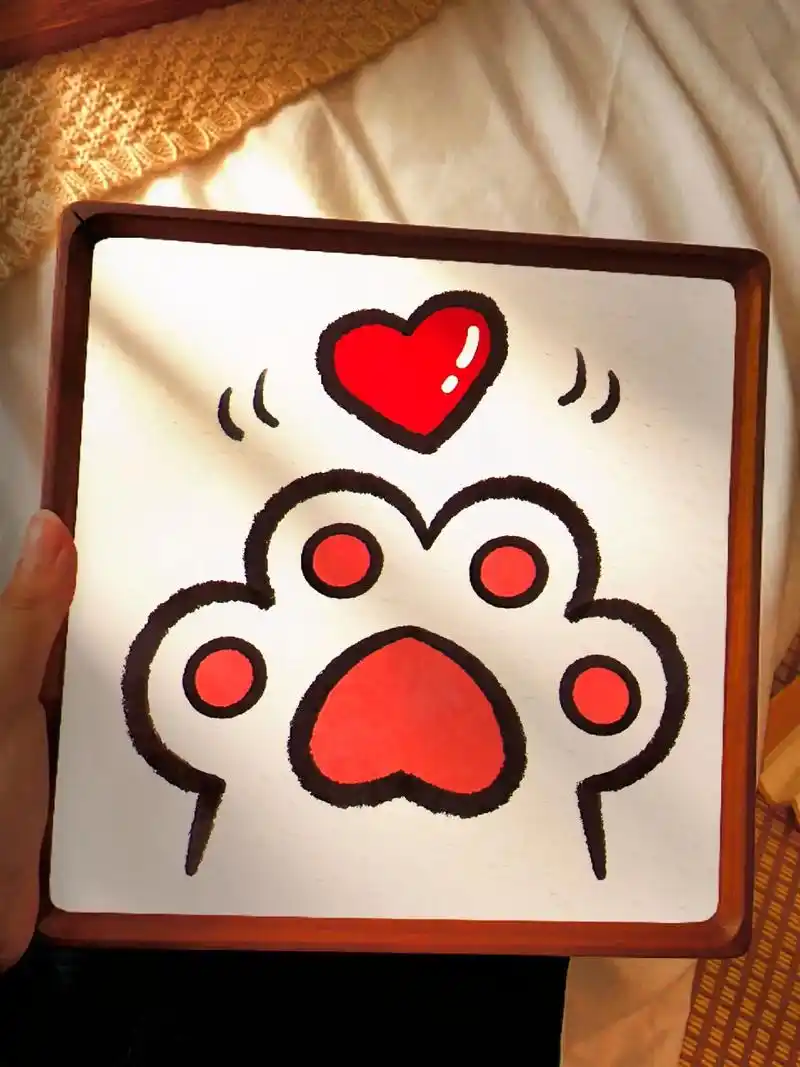 一看就会的爱心猫爪简笔画教程 - 抖音