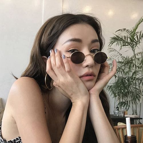 欧美明星个性复古小圆框墨镜女小脸网红蹦迪眼镜韩版潮太阳镜港风