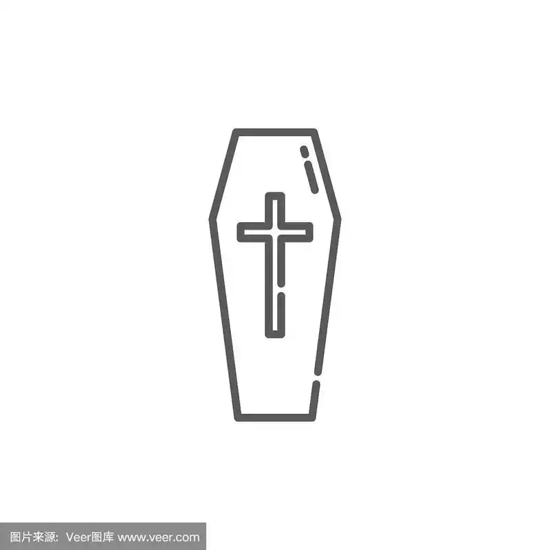 棺材图标在白色背景线性风格.
