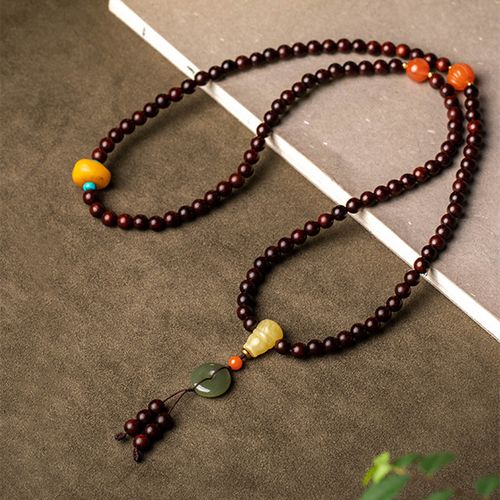 小叶紫檀佛珠手串6mm_小叶紫檀6mm108颗佛珠手串佛珠diy女款多圈手链