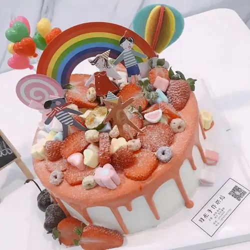 羽浵卡通水果奶油淋面双层生日蛋糕少女私房儿童新鲜生日蛋糕