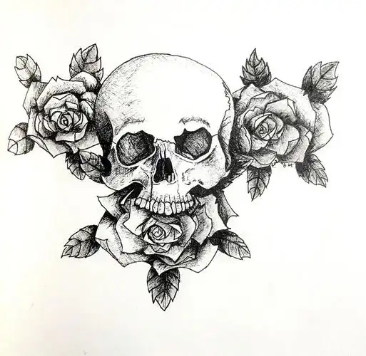 骷髅玫瑰|手绘插画|步骤图.day18