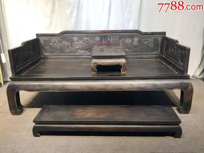 精品小叶紫檀罗汉床三件套_木床/木榻_第1张_7788旧家具收藏