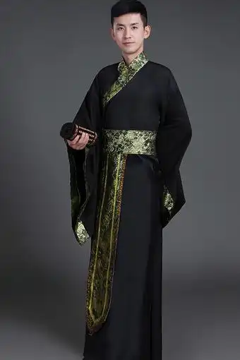 新款古装服装男汉服男士曲裾臣子官服汉朝大臣书生汉服直裾深衣