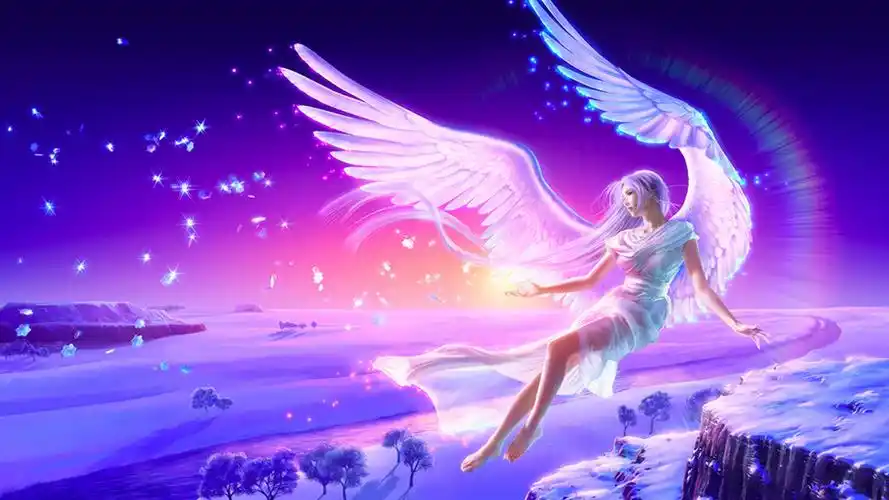 像天使一样美丽的少女唯美梦幻星空壁纸