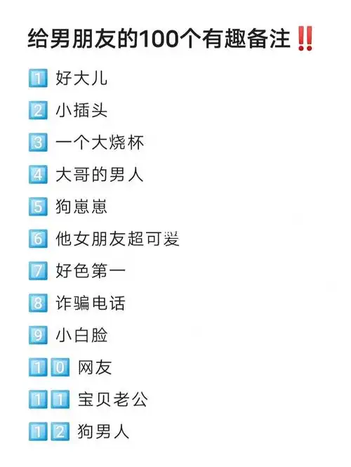 收藏备用60给男朋友的100个有趣备注60