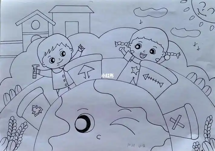 简笔画环保小卫士