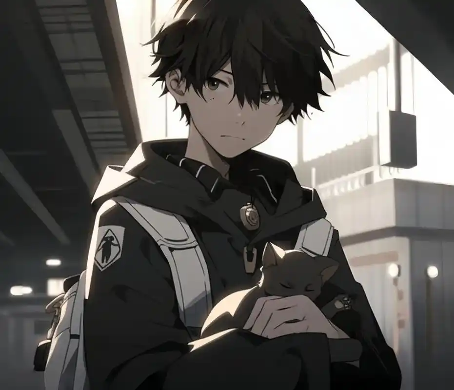 少年与猫丨动漫男头 小猫被一个温暖的少年救助才活了下来