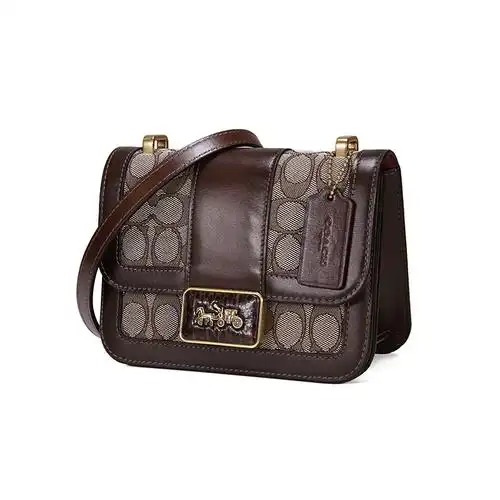 coach蔻驰新款女包小方alie经典提花帆布单肩通用款女包