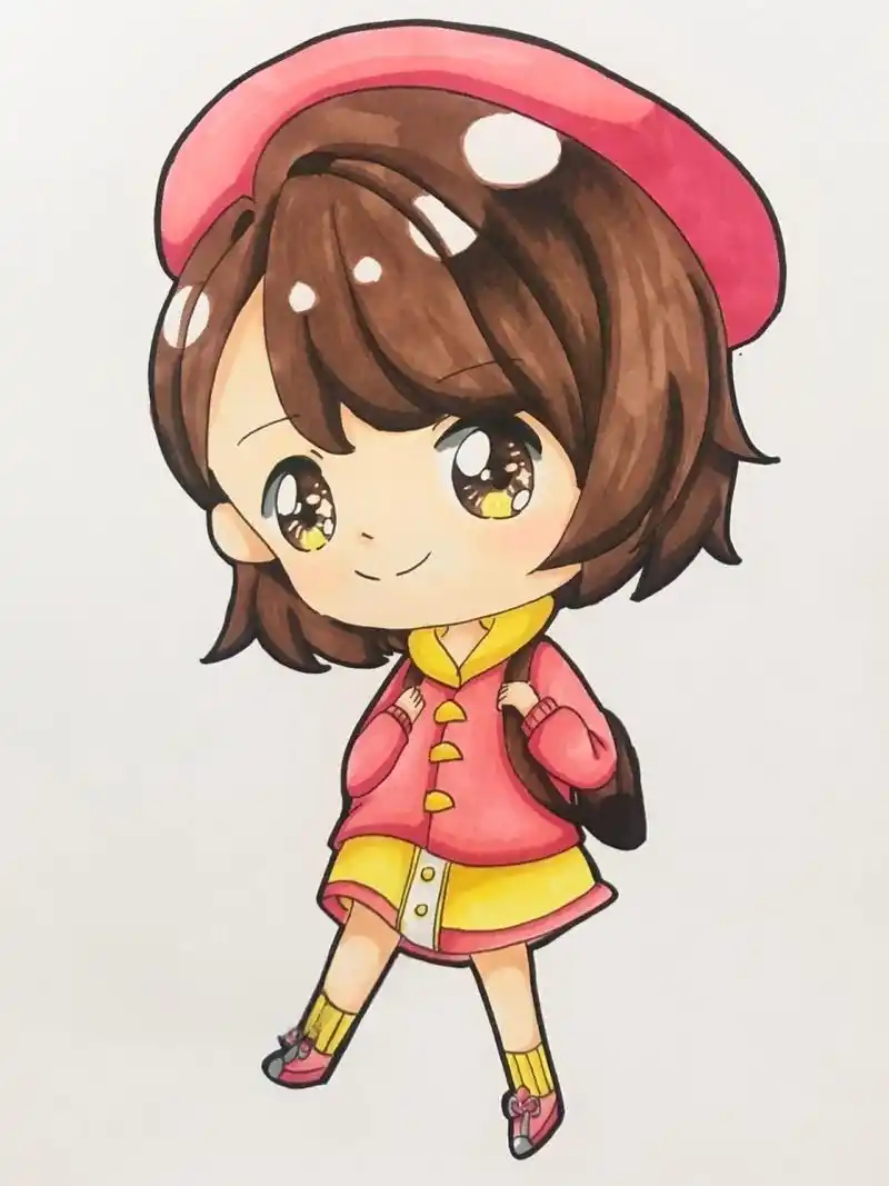 马克笔绘画少女|q版 马克笔:米娅 纸:荷兰白卡