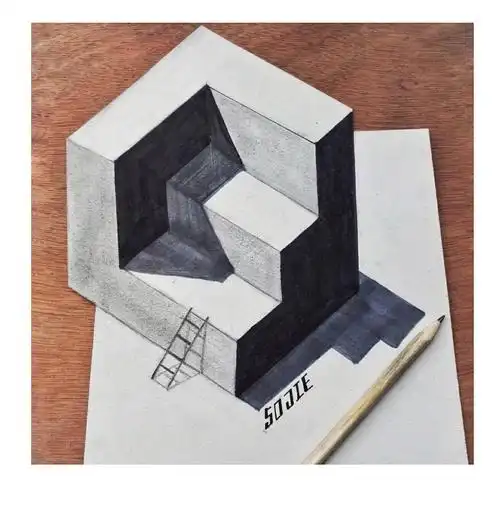 简单的立体几何,新技能get教你画 神奇的3d立体画用铅笔画简单的门,3d