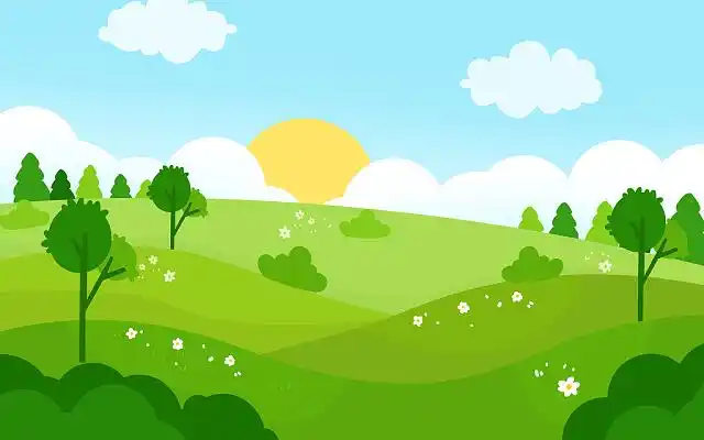 扁平草地插画jpg卡通清新风景卡通草地插画