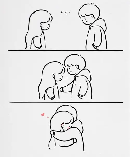 情侣简笔画能拥抱就不要吵架简笔画教程手帐手绘