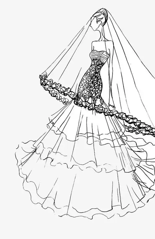 手绘婚纱女