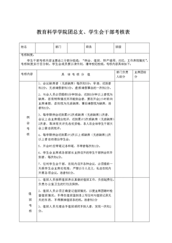 教育科学学院团总支,学生会干部考核表.doc
