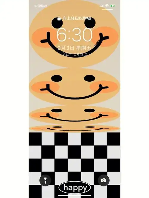 笑脸棋盘格手绘壁纸