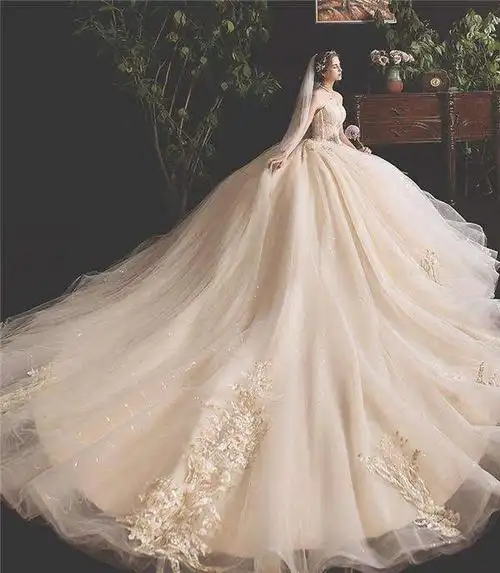 繁佑主婚纱新娘抹胸森系公主梦幻简约宫廷显瘦奢华拖尾婚纱裙