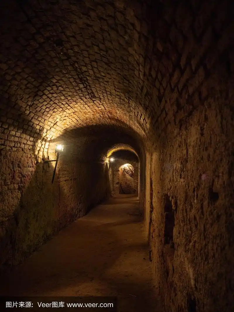 废弃的古代大气,阴森,浪漫,恐怖的地下室地下墓穴