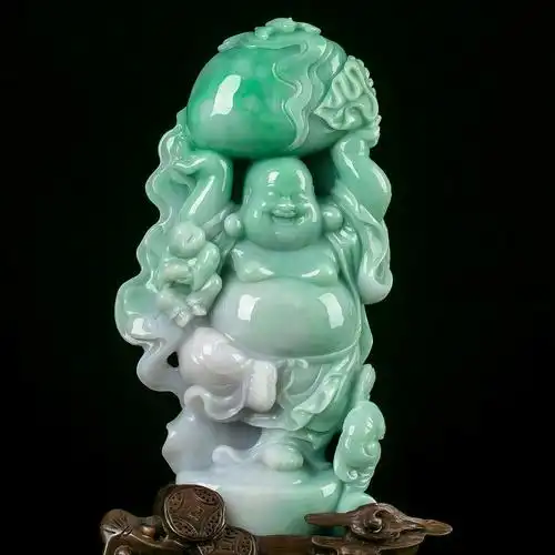 【即拍即得】a货翡翠冰糯种佛公摆件2.54kg