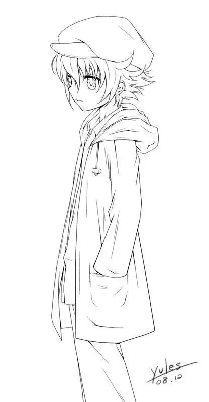 二次元侧身衣服简笔画