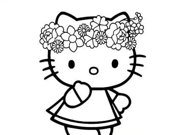 超萌可爱凯蒂猫卡通简笔画图片大全kitty凯蒂猫涂色图片免费下载-红豆