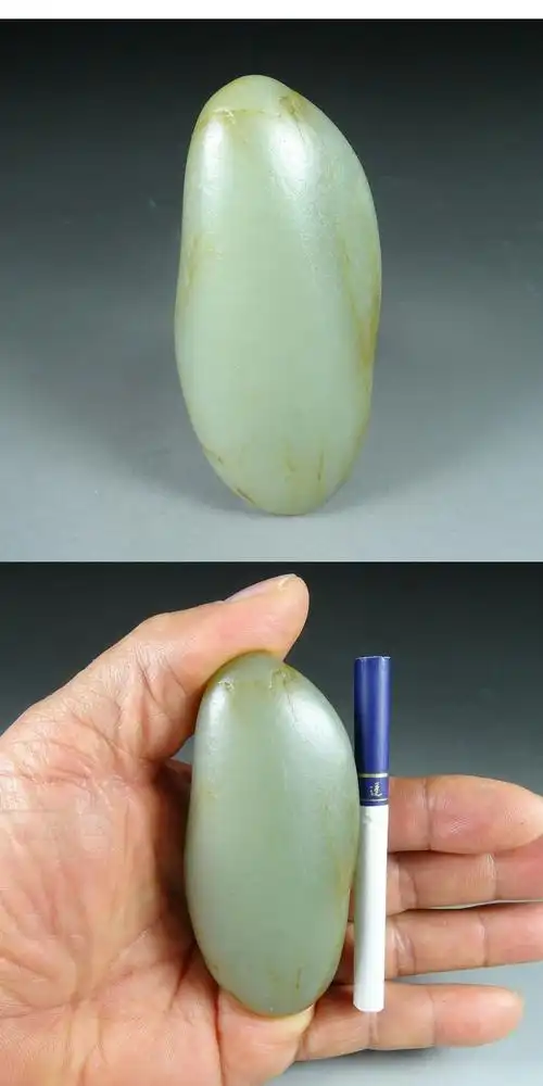 新品新疆正宗和田玉籽料原石111克和田原料原皮青白玉独籽把件c97