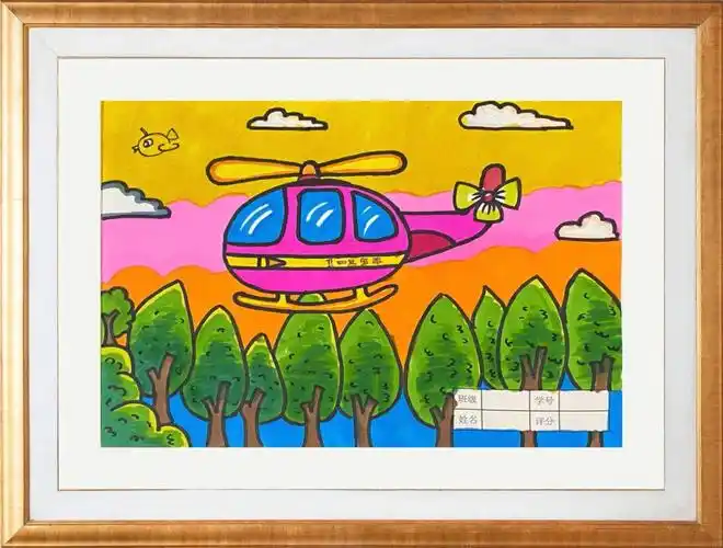 去勾勒外型最后给大型突然颜色#创意儿童画  #马克笔手绘  #直升飞机