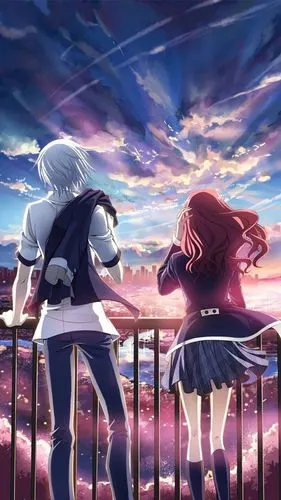 日系唯美情侣动画手机壁纸下载