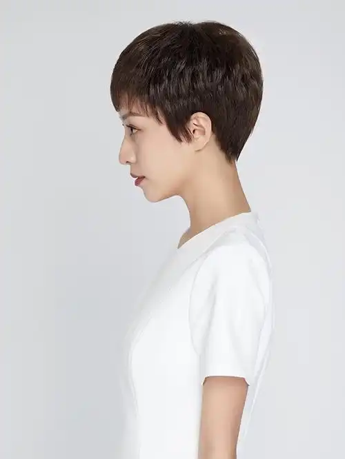 西芙 真发假发女短发中老年假发真蓬松